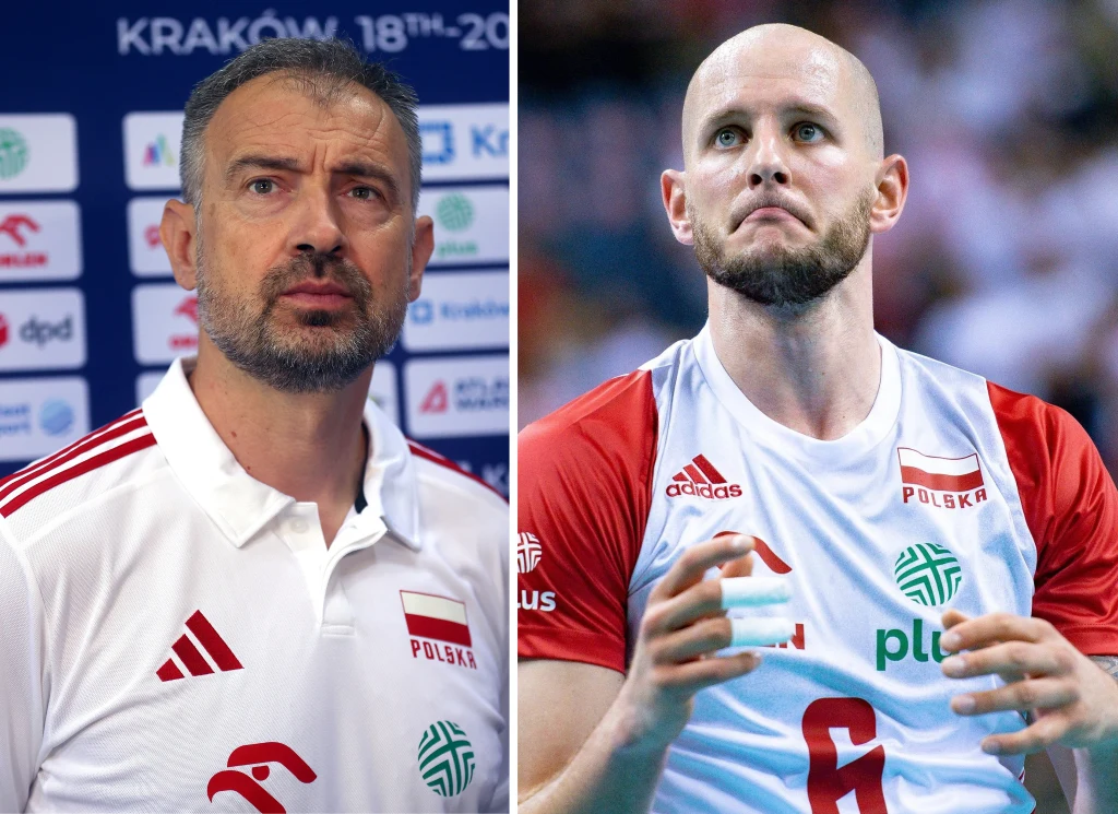 Reprezentacja Polski w siatkówce. Na zdjęciu jej selekcjoner Nikola Grbić oraz kapitan - Bartosz Kurek Reprezentacja Polski w siatkówce. Na zdjęciu jej selekcjoner Nikola Grbić oraz kapitan - Bartosz Kurek