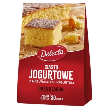 Delecta Duża Blacha Ciasto jogurtowe z naturalnym jogurtem mieszanka do wypieku ciasta 640 g - 0