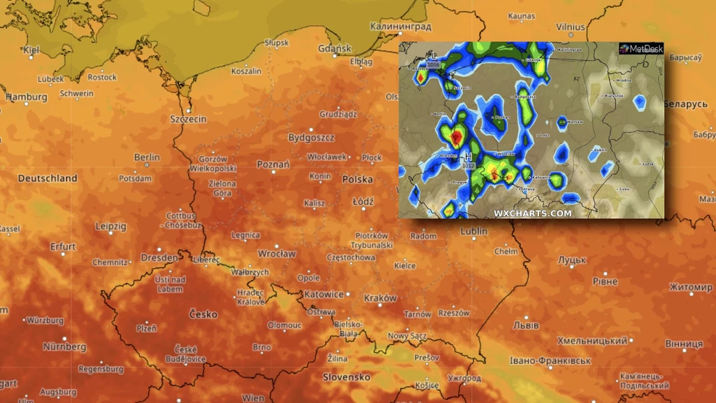 Póki co nad Polską króluje jeszcze fala upałów. Prognozy pogody mówią jednak, że od piątku aura będzie się zmieniać. Nad kraj wkroczy front z zachodu, który, ścierając się z gorącym powietrzem, przyniesie gwałtowne burze i ochłodzenie. Spodziewane na weekend ulewy mogą być niebezpieczne