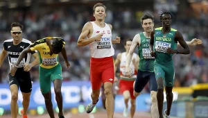 Mateusz Borkowski - uśmiechnięty po finiszu w swoim biegu eliminacyjnym