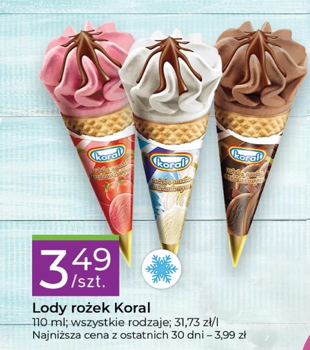 Koral Grand Lody waniliowe w rożku waflowym z sosem orzechowo-czekoladowym 110 ml