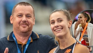 Natalia Kaczmarek z trenerem Markiem Rożejem