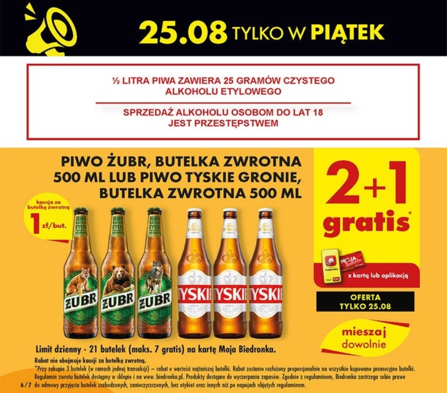 piwo gratis w Biedronce