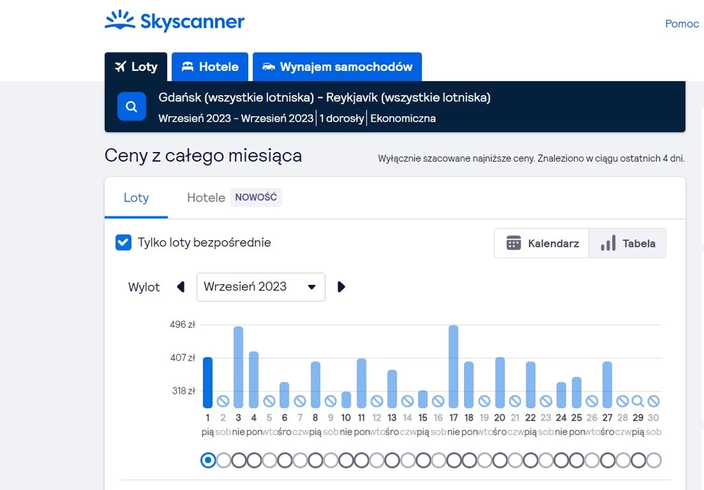 Porównywarka tanich lotów, czyli Skyscaner.