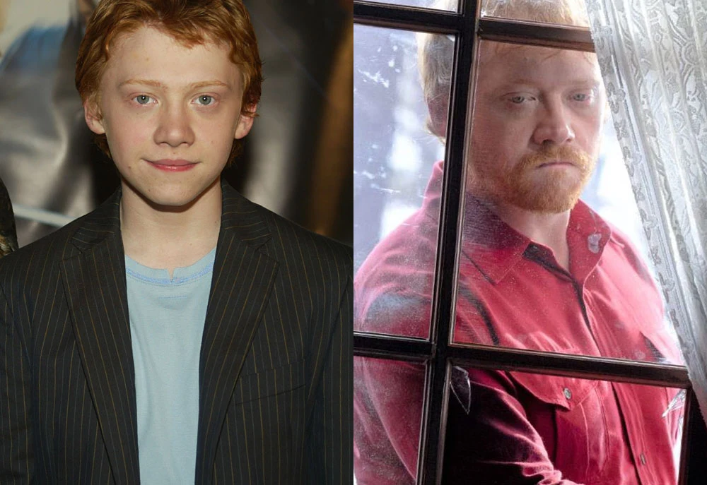 Rupert Grint "wczoraj" (L) i "dziś" (P)