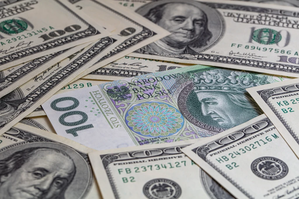 Amerykański dolar wzmacnia się wobec euro, wygrywa także ze złotym