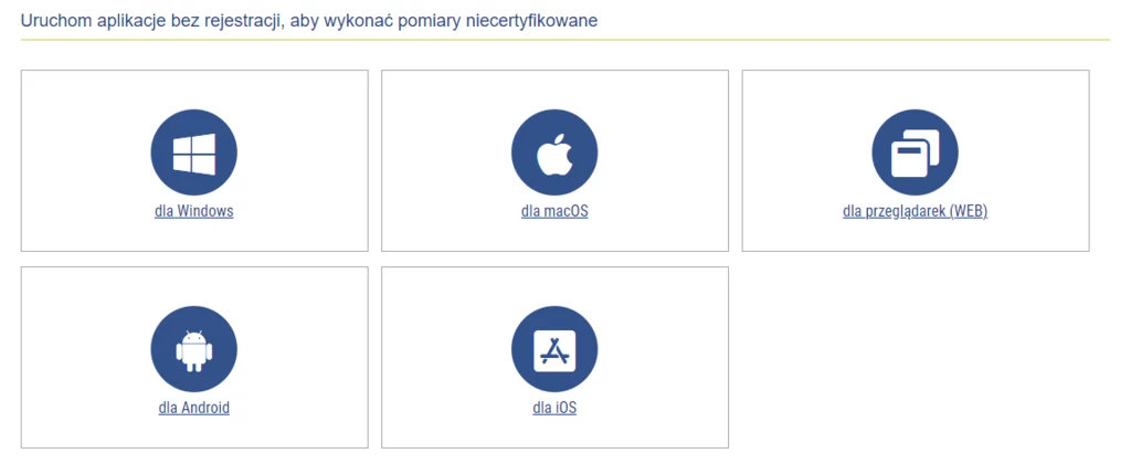 Panel pomiarów niecertyfikowanych.