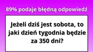 Tylko 11% zna poprawną odpowiedź. Jaki dzień tygodnia będzie za 350 dni?