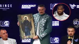 Ołeksandr Usyk i w kółku Daniel Dubois przed galą boksu we Wrocławiu