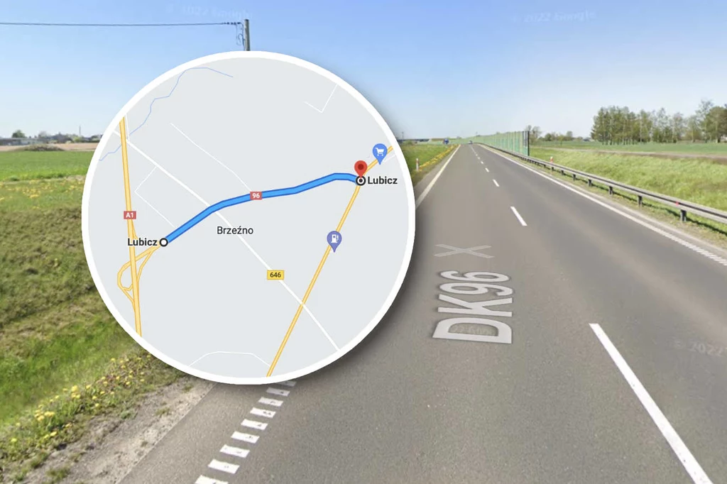 Najkrótsza droga krajowa w Polsce - DK96 - ma zaledwie 1700 metrów długości /fot. Google Maps