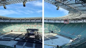 Zdjęcia trybun stadionu między godziną 16:30, a godziną 17