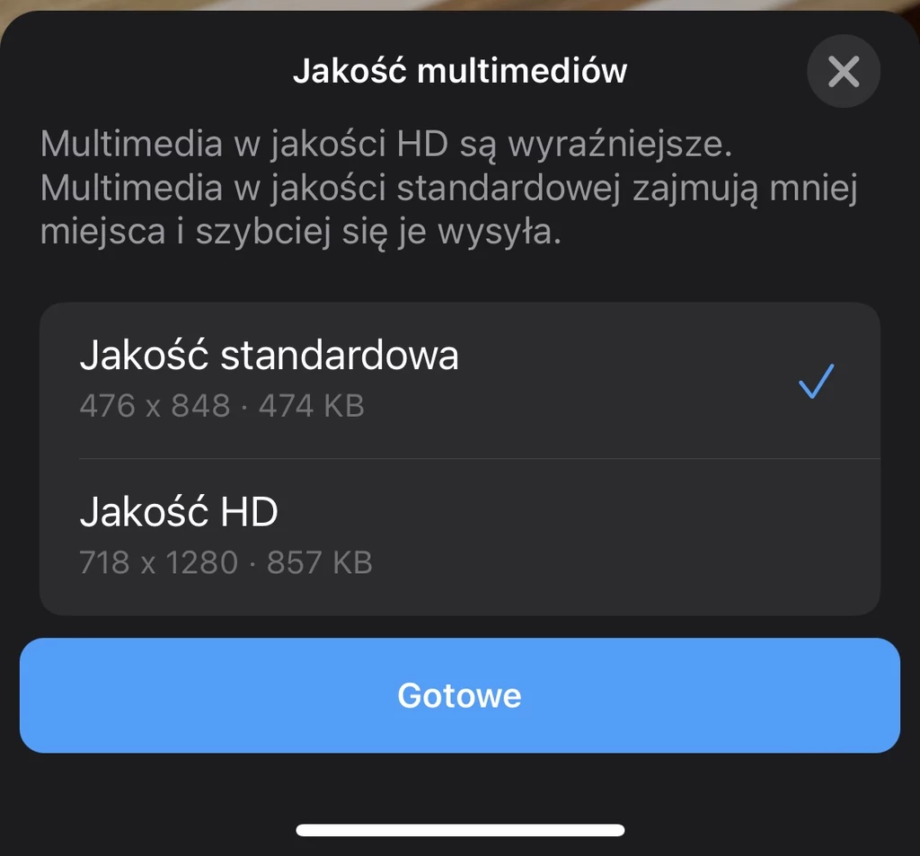 Wysyłanie wideo HD w aplikacji WhatsApp