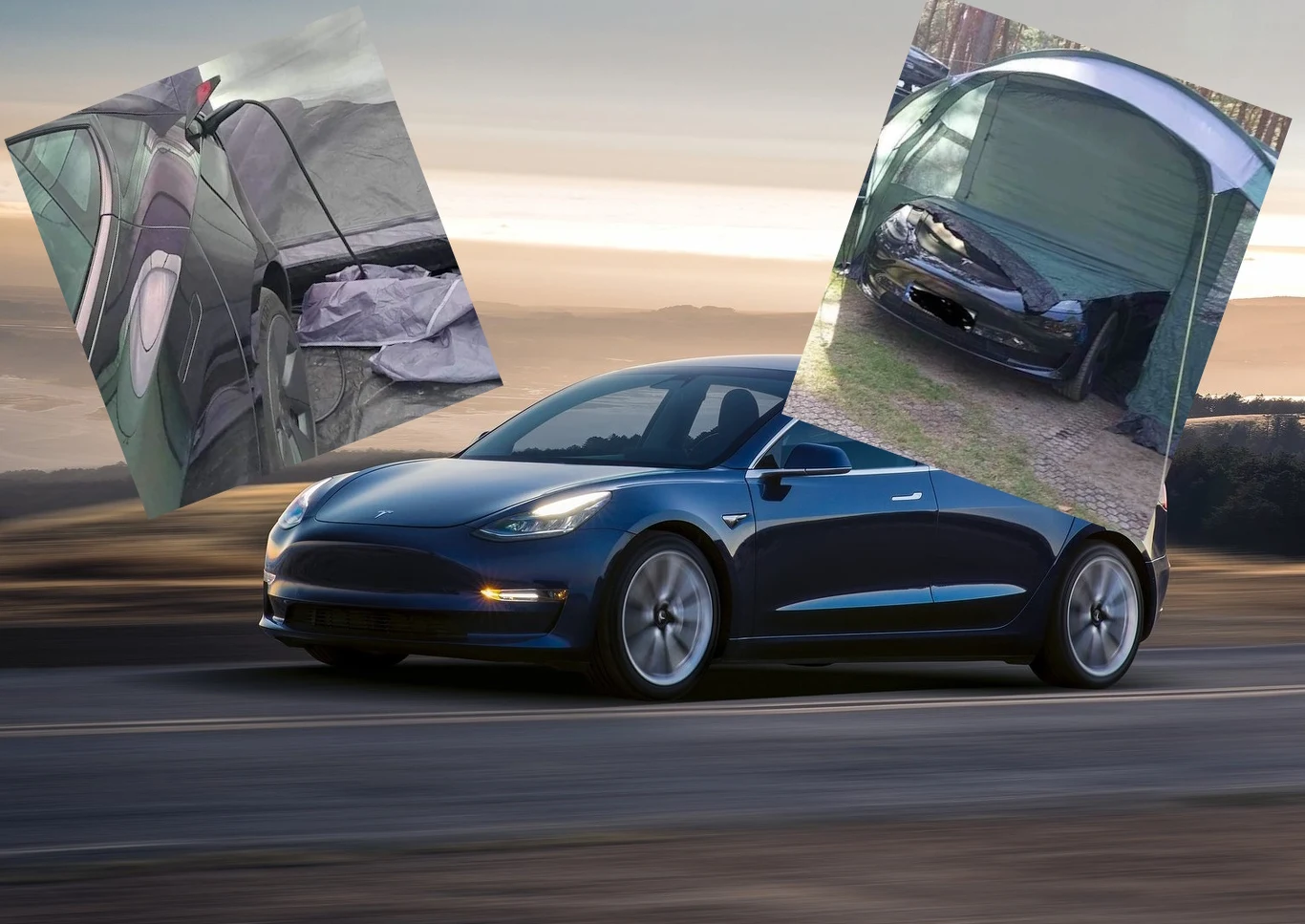 Właściciel Tesli obudował auto namiotem, by ładować je "za darmo" na polu kempingowym Właściciel Tesli obudował auto namiotem, by ładować je "za darmo" na polu kempingowym