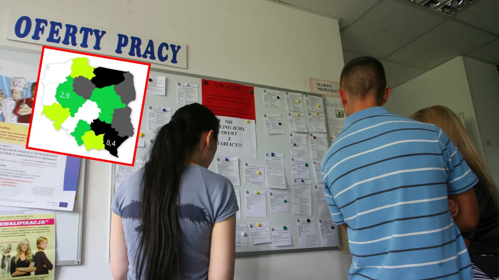 Bezrobocie w Polsce jest na rekordowo niskim poziomie. Jednak są na mapie naszego kraju "czarne plamy", gdzie wskaźnik sięga kilkunastu procent