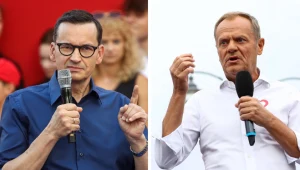 Premier Mateusz Morawiecki i lider PO Donald Tusk