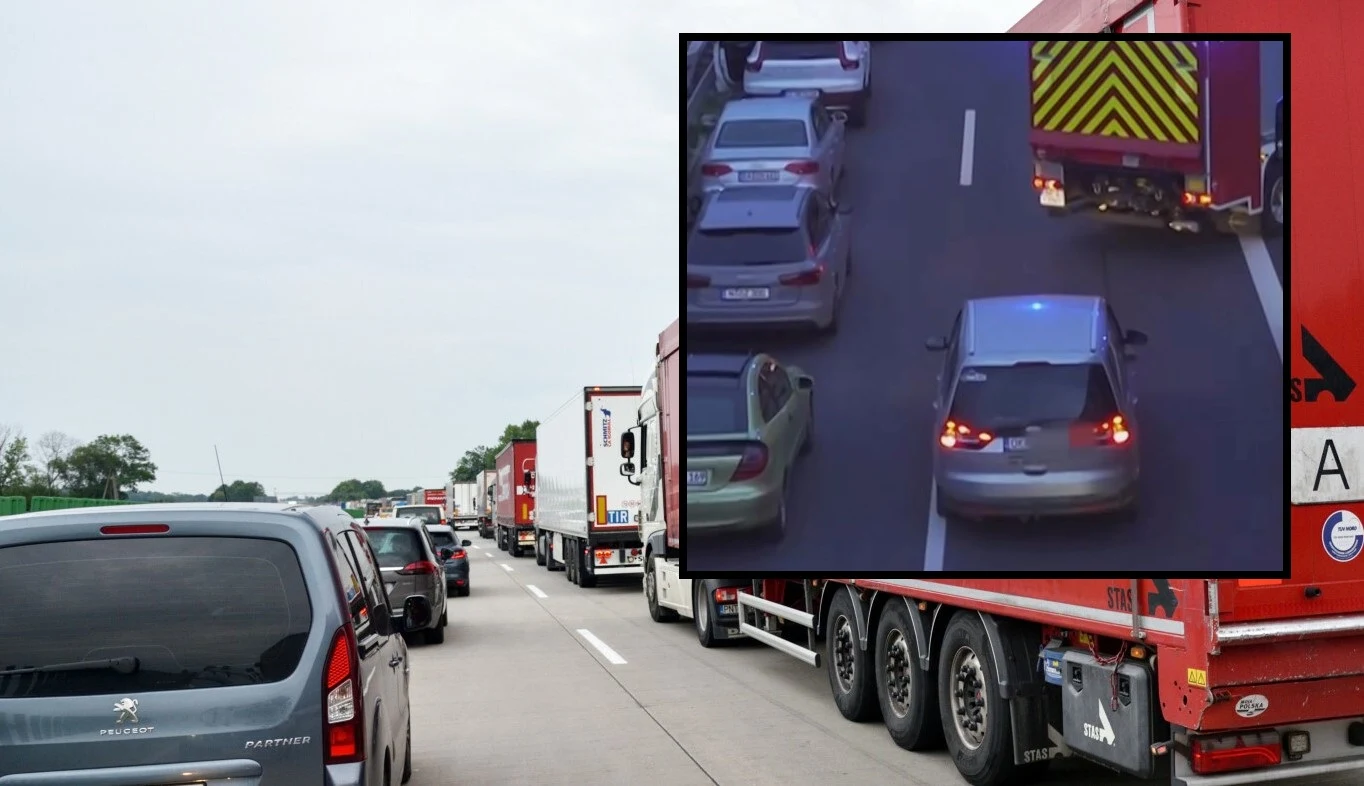 Kierowca auta na polskich tablicach rejestracyjnych pojechał korytarzem życia na jednej z niemieckich autostrad. Kierowca auta na polskich tablicach rejestracyjnych pojechał korytarzem życia na jednej z niemieckich autostrad.