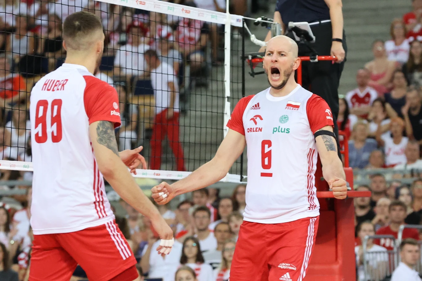 Zawodnicy reprezentacji Polski Norbert Huber (z lewej) i Bartosz Kurek