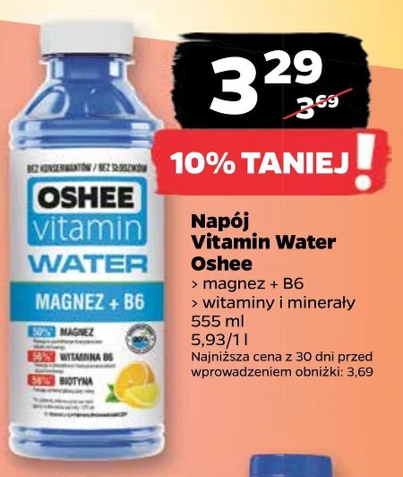 Oshee Vitamin Water Zero Napój niegazowany o smaku cytryny-pomarańczy 555 ml