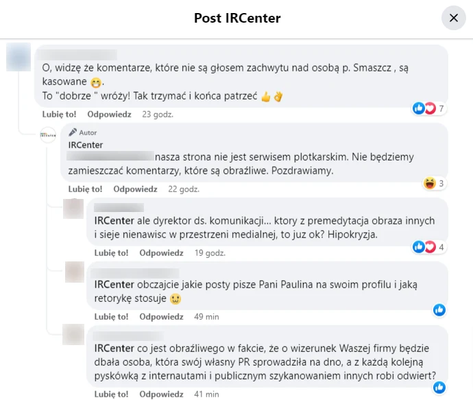 Paulina Smaszcz kłóci się z internautami. Broni ją pracodawca Paulina Smaszcz kłóci się z internautami. Broni ją pracodawca