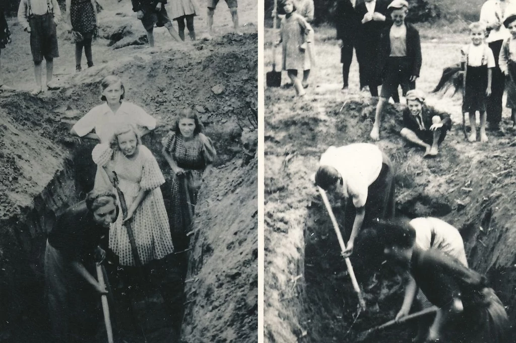 Kopanie rowów przeciwlotniczych w Oświęciumiu w 1939 r. Pracowali wszyscy: mężczyźni, kobiety, chrześcijanie, żydzi