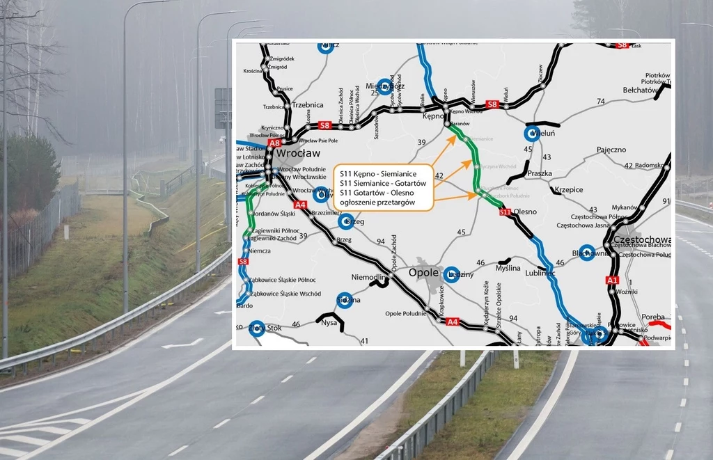 GDDKiA ogłosiła przetarg na 46-kilometrowy fragment trasy S11.