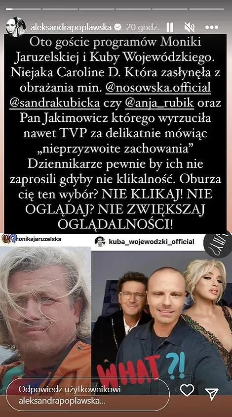 Popławska namawia do bojkotu Kuby Wojewódzkiego. Dolała oliwy do ognia Popławska namawia do bojkotu Kuby Wojewódzkiego. Dolała oliwy do ognia