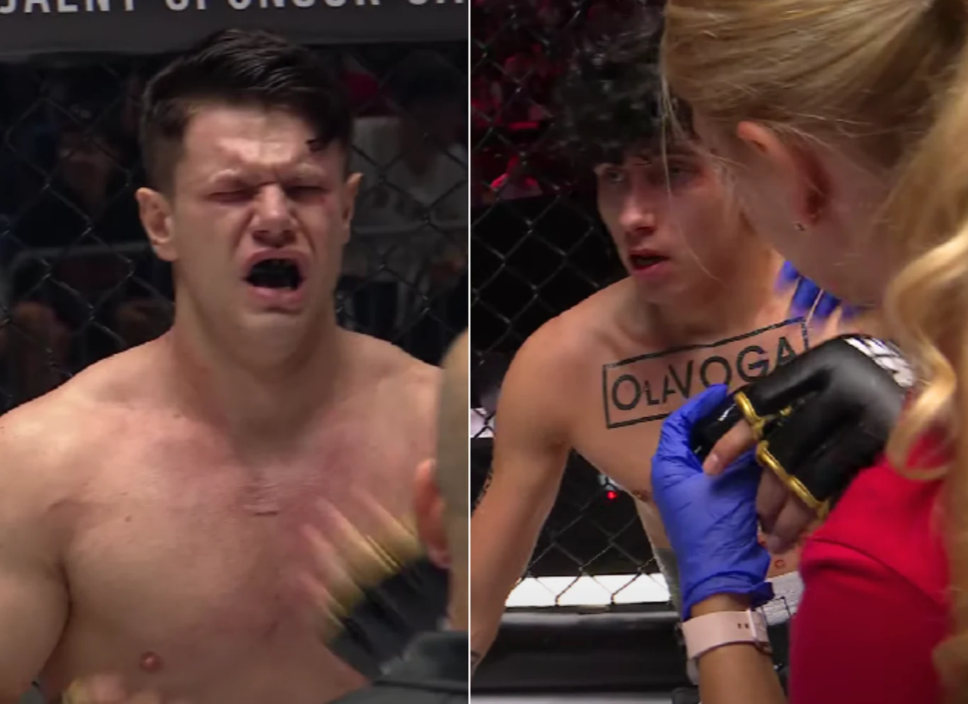 Fame MMA 19. Natan "Bóg Estetyki" Marcoń oraz Mariusz "Hejter" Słoński podczas walki Fame MMA 19. Natan "Bóg Estetyki" Marcoń oraz Mariusz "Hejter" Słoński podczas walki