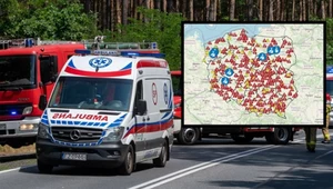 Wypadki podczas wakacji. Policja opublikowała mapę