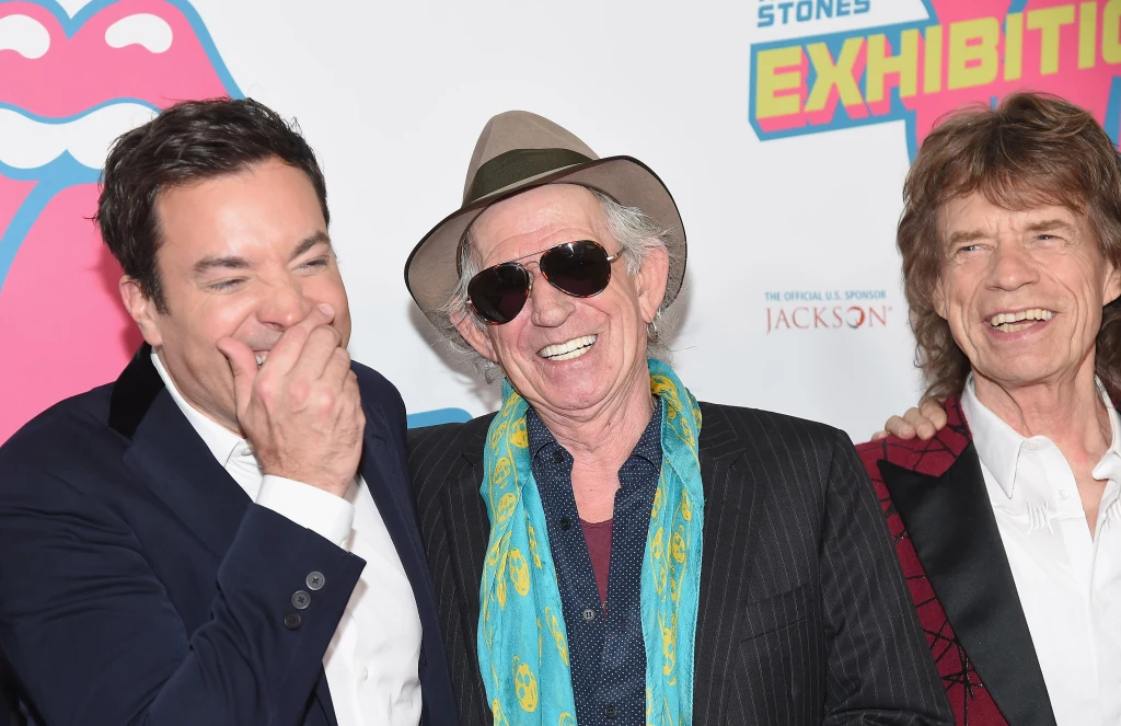 Jimmy Fallon i liderzy The Rolling Stones: Keith Richards i Mick Jagger - Nowy Jork, 2016 r. Jimmy Fallon i liderzy The Rolling Stones: Keith Richards i Mick Jagger - Nowy Jork, 2016 r.