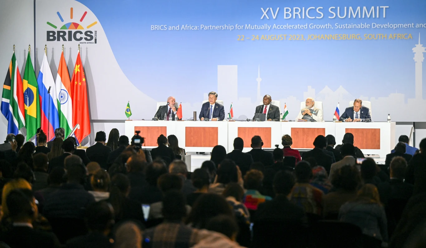 Xi Jinping podczas konferencji na szczycie BRICS w Johannesburgu