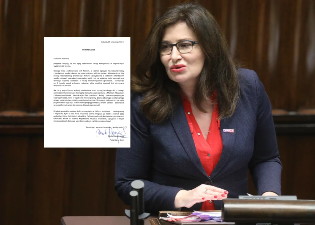 Posłanka Beata Maciejewska rezygnuje ze startu w wyborach do Senatu. Wydała oświadczenie Posłanka Beata Maciejewska rezygnuje ze startu w wyborach do Senatu. Wydała oświadczenie