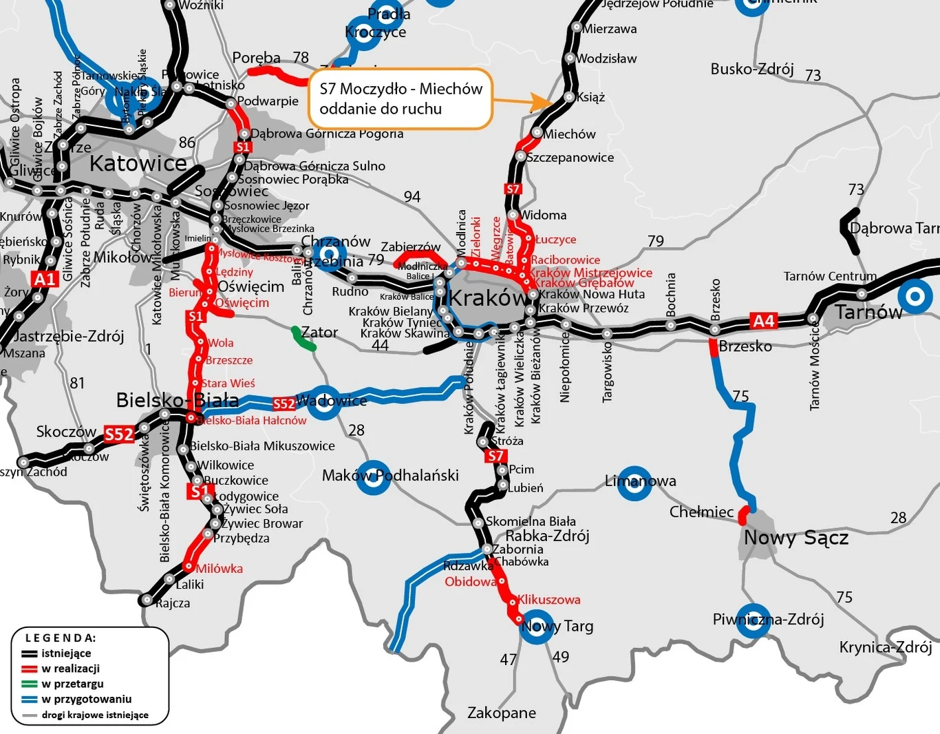 Do użytku został oddany blisko 19-kilometrowy fragment drogi ekspresowej S7. Do użytku został oddany blisko 19-kilometrowy fragment drogi ekspresowej S7.