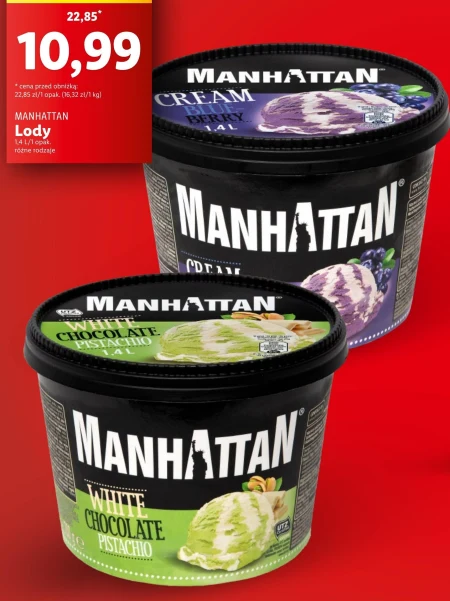 Manhattan Lody z białą czekoladą i lody pistacjowe 1400 ml