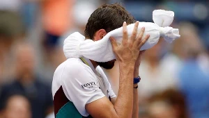 Daniił Miedwiediew w czasie meczu z Andriejem Rublowem