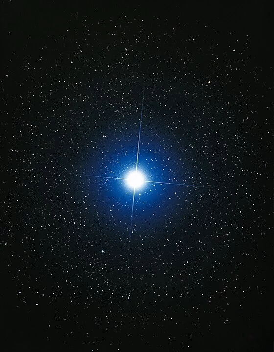Syriusz, Psia Gwiazda. Zdjęcie wykonane teleskopem naziemnym