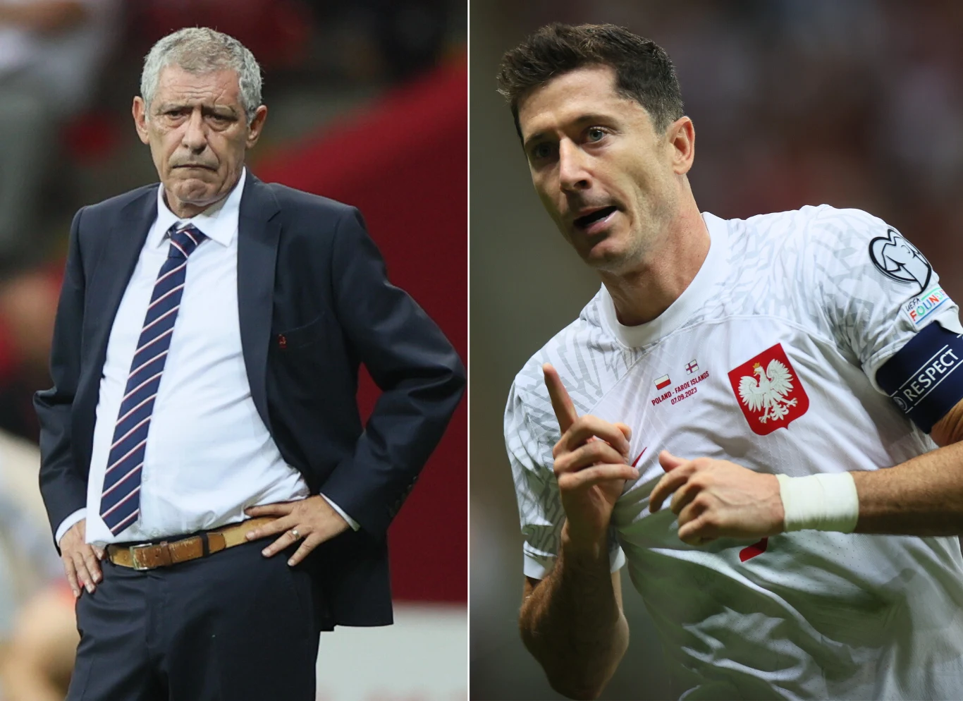 Selekcjoner reprezentacji Polski Fernando Santos i jej kapitan - Robert Lewandowski, napastnik FC Barcelona Selekcjoner reprezentacji Polski Fernando Santos i jej kapitan - Robert Lewandowski, napastnik FC Barcelona