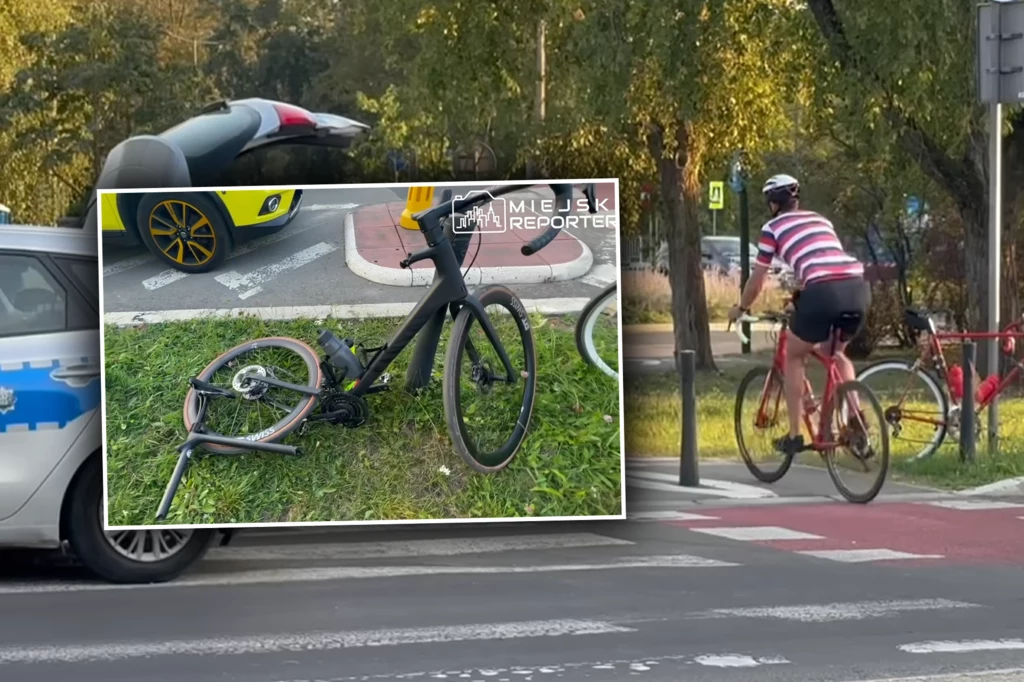 Rowerzysta wjechał w bok auta. Policjanci nie mieli wątpliwości, kto zawinił/Facebook Miejski Reporter