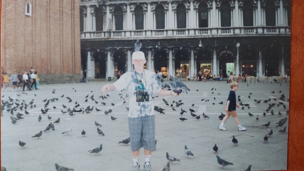 Michał na placu św. Marka w Wenecji