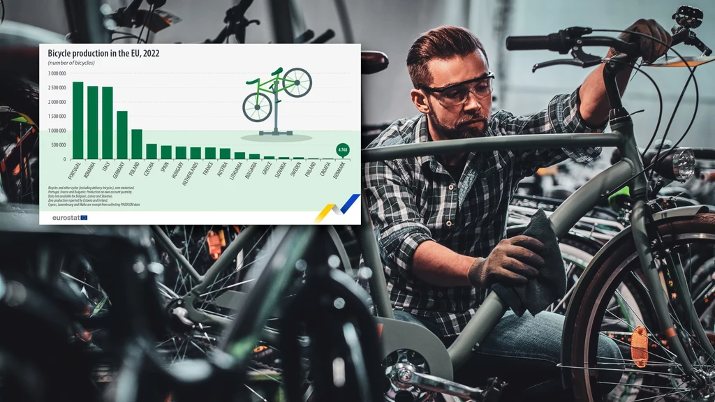 Produkcja rowerów w UE cały czas rośnie. W 2022 r. wyprodukowano 14,7 mln jednośladów. Liderem produkcji rowerów w UE jest Portugalia, a Polska jest na 5 miejscu