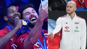Reprezentanci Polski w siatkówce: Wilfredo Leon, Bartosz Bednorz oraz Bartosz Kurek po finale mistrzostw Europy Włochy - Polska