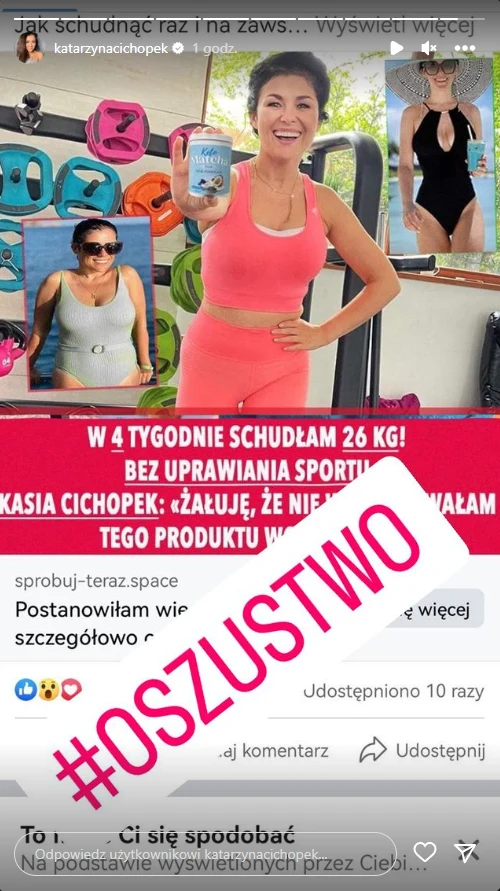 Ukradli wizerunek Katarzyny Cichopek. Reklamowali... środki na odchudzanie Ukradli wizerunek Katarzyny Cichopek. Reklamowali... środki na odchudzanie