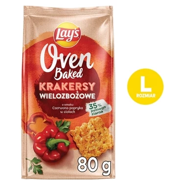 Lay's Oven Baked Krakersy wielozbożowe o smaku czerwona papryka w ziołach 80 g - 0
