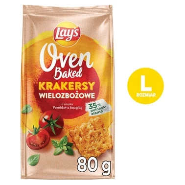 Lay's Oven Baked Krakersy wielozbożowe o smaku pomidor z bazylią 80 g - 0