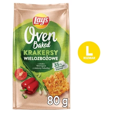 Lay's Oven Baked Krakersy wielozbożowe o smaku warzywa z zieloną cebulką 80 g - 0
