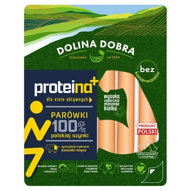 Dolina Dobra Proteina+ Parówki 100 % polskiej szynki 200 g - 0