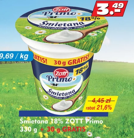 Zott Primo Śmietana 18 % 330 g