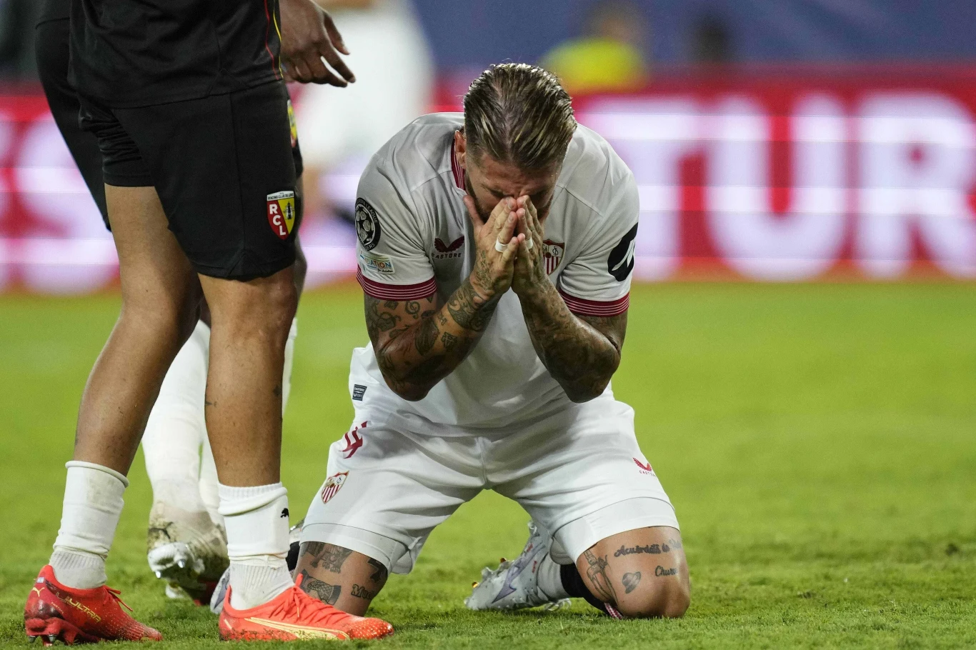 Sergio Ramos w meczu Ligi Mistrzów z francuskim Lens