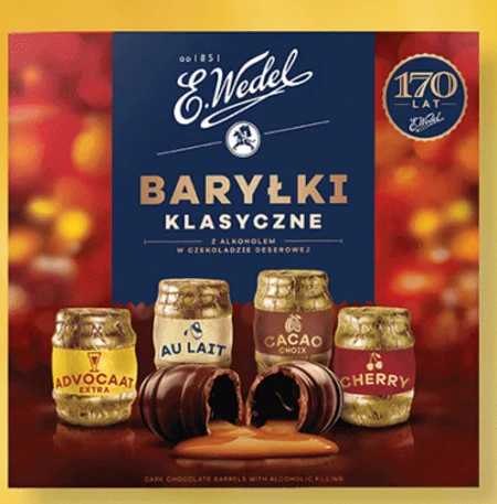 E. Wedel Baryłki klasyczne z alkoholem w czekoladzie deserowej 200 g