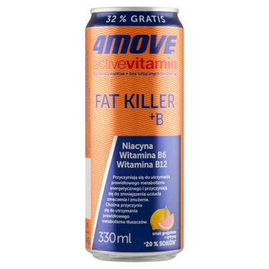 4Move Active Vitamin Fat Killer Gazowany napój smak grejpfruta i cytryny 330 ml - 3