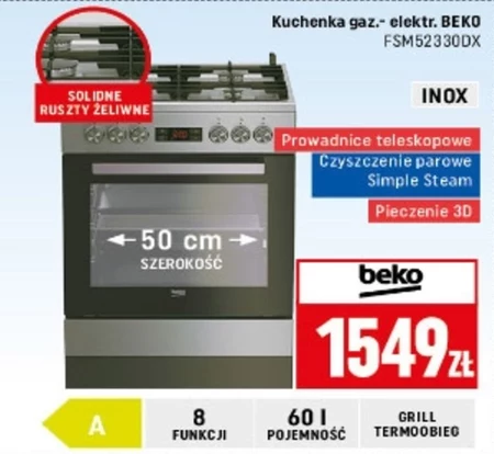 Kuchenka gazowo-elektryczna Beko